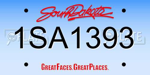 1SA1393 South Dakota License Plate