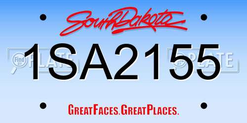 1SA2155 South Dakota License Plate