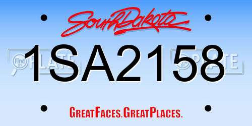 1SA2158 South Dakota License Plate