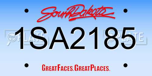 1SA2185 South Dakota License Plate