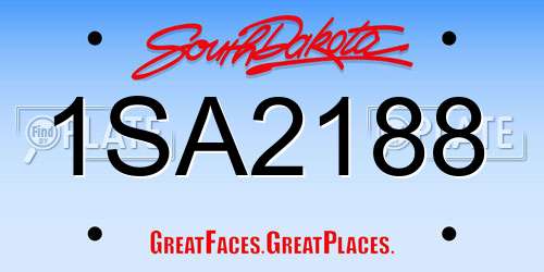 1SA2188 South Dakota License Plate