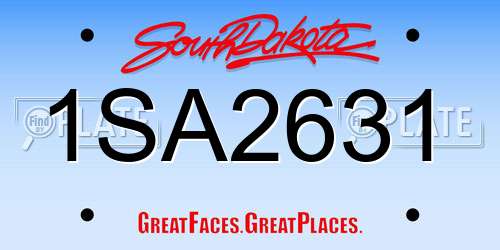 1SA2631 South Dakota License Plate