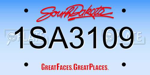 1SA3109 South Dakota License Plate