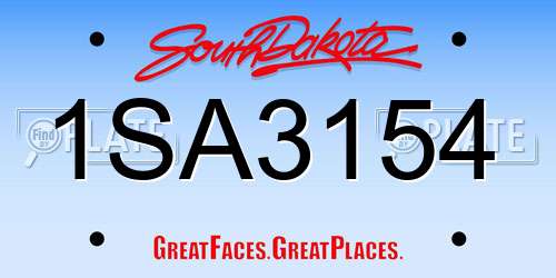 1SA3154 South Dakota License Plate