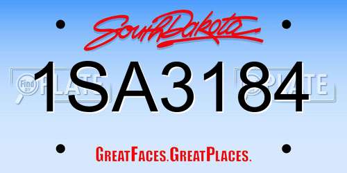 1SA3184 South Dakota License Plate