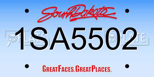 1SA5502 South Dakota License Plate