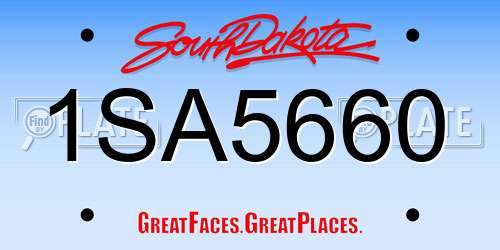 1SA5660 South Dakota License Plate
