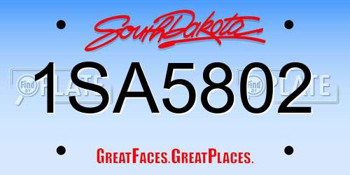1SA5802 South Dakota License Plate