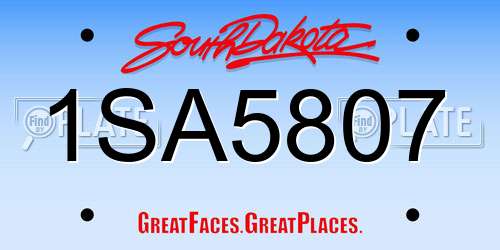 1SA5807 South Dakota License Plate