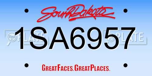 1SA6957 South Dakota License Plate