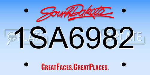 1SA6982 South Dakota License Plate