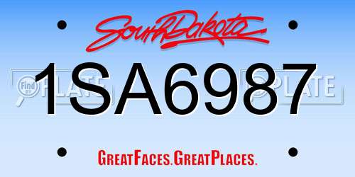 1SA6987 South Dakota License Plate