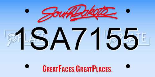 1SA7155 South Dakota License Plate