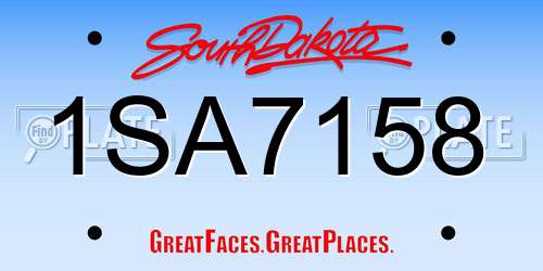 1SA7158 South Dakota License Plate
