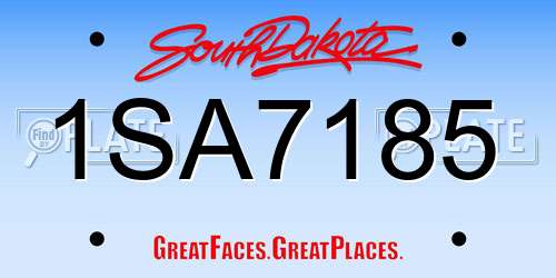 1SA7185 South Dakota License Plate