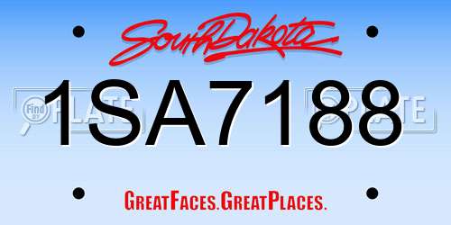 1SA7188 South Dakota License Plate