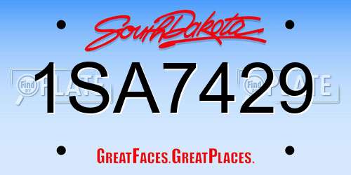 1SA7429 South Dakota License Plate