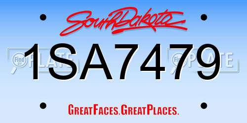 1SA7479 South Dakota License Plate