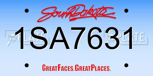 1SA7631 South Dakota License Plate