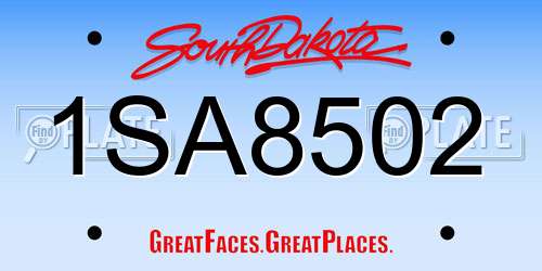 1SA8502 South Dakota License Plate