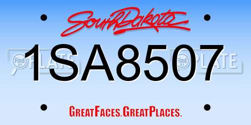 1SA8507 South Dakota License Plate