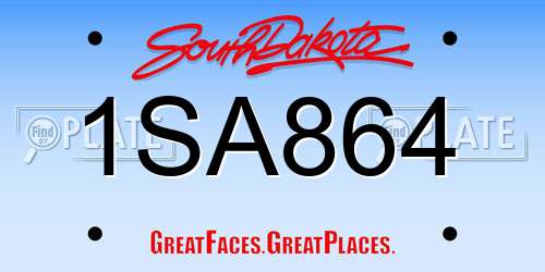 1SA864 South Dakota License Plate