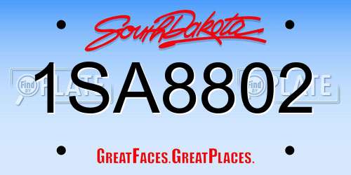 1SA8802 South Dakota License Plate