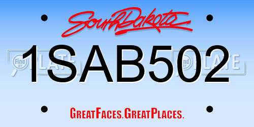 1SAB502 South Dakota License Plate