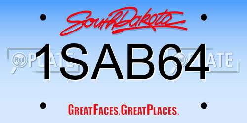 1SAB64 South Dakota License Plate