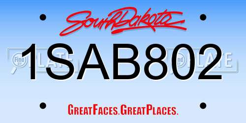 1SAB802 South Dakota License Plate
