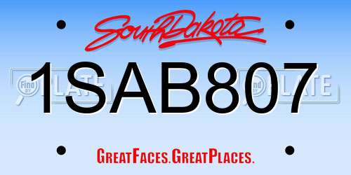 1SAB807 South Dakota License Plate
