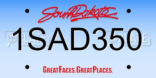 1SAD350 South Dakota License Plate