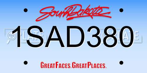 1SAD380 South Dakota License Plate