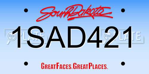 1SAD421 South Dakota License Plate
