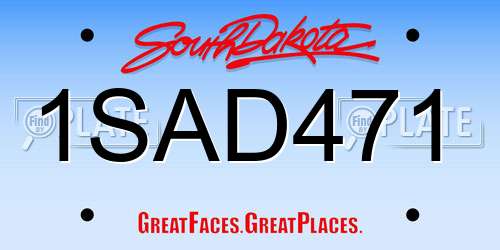 1SAD471 South Dakota License Plate