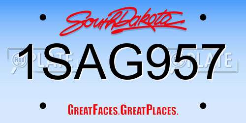 1SAG957 South Dakota License Plate