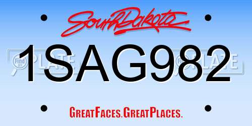 1SAG982 South Dakota License Plate