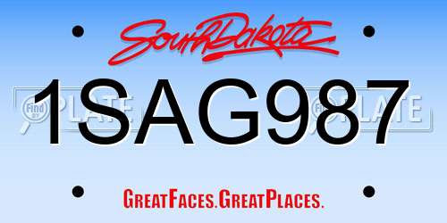 1SAG987 South Dakota License Plate
