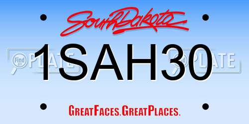 1SAH30 South Dakota License Plate