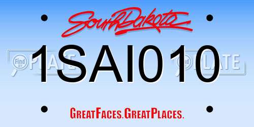 1SAI010 South Dakota License Plate