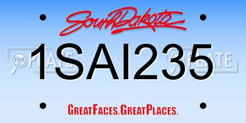 1SAI235 South Dakota License Plate