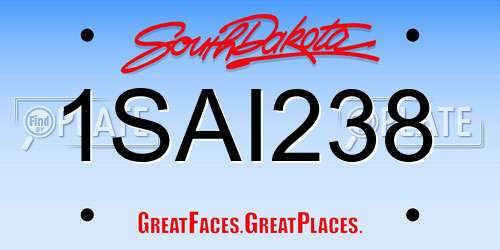1SAI238 South Dakota License Plate