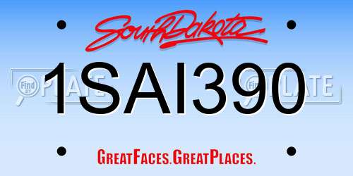 1SAI390 South Dakota License Plate