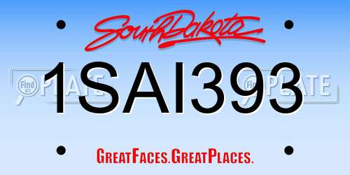 1SAI393 South Dakota License Plate