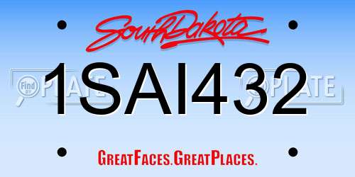 1SAI432 South Dakota License Plate