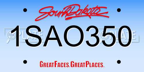 1SAO350 South Dakota License Plate