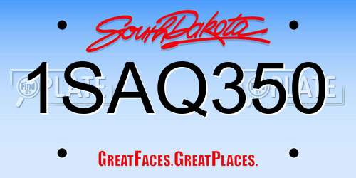 1SAQ350 South Dakota License Plate