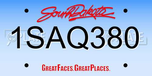 1SAQ380 South Dakota License Plate