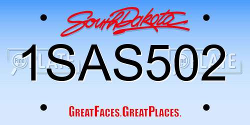1SAS502 South Dakota License Plate