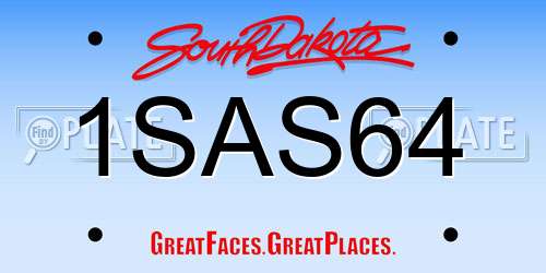 1SAS64 South Dakota License Plate